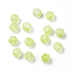 Rasen grün Tschechische Glasperlen, mit Goldwäsche, Kürbis / runde Melone, Rasen grün, 8 mm, Loch: 0.8 mm, ca. 140 Stk. / Beutel, 95~100 g / Beutel
