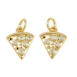 Настоящее золото 18K Латунные микропаве прозрачные кубические циркониевые подвески, треугольный шарм, с целью перехода в кольце, стойки покрытие, долговечный, без свинца и без кадмия, реальный 18 k позолоченный, 12.5x10x1.5 мм, отверстие : 3 мм
