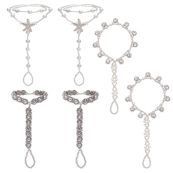 Платиновый & Серебристый 6шт 3 стильные браслеты на ногу из прозрачной смолы и АБС-пластика с цветком и морской звездой, бохо сплав сандалии цепочка на ногу ювелирные изделия для женщин, Платина и серебро, 7-1/2~8-5/8 дюйм (19~22 см), 2 шт / стиль