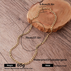Oro Collares de cadena Figaro de acero inoxidable estilo vintage 8mm 304 para mujer, dorado, 27.56 pulgada (70 cm)