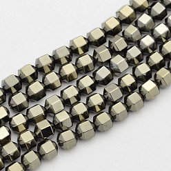 Antique Bronze Plated Hexagon Non-magnetic Synthetic Hematite Beads Strands, Imitation Pyrite, Antique Bronze Plated, 6x6x6mm, Hole: 1mm, about 68pcs/strand, 16.3 inch