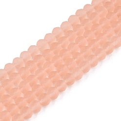 Легкий Лосось Прозрачные стеклянные бусины, граненые, матовые, рондель, светлый померанцевый, 3.5~3.8 мм, отверстие : 1 мм, около 105~110 шт / нитка, 29~31 см
