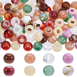 Gemischte Farbe 120pcs europäische Acrylperlen, Großloch perlen, Runde, Gemischte Farbe, 12x10 mm, Bohrung: 5.5 mm
