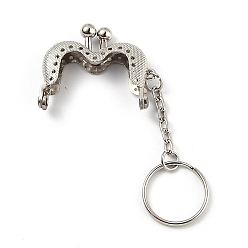 Platine Poignée de cadre de sac de fer, avec chaîne en alliage, pour les accessoires de remplacement de sac, platine, 10.7 cm