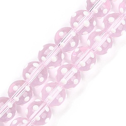 Бледно-Розовый Бугорчатые прозрачные стеклянные бусины, бусины ручной работы, с эмалью, круглые, розовый жемчуг, 10~11 мм, отверстие : 1.5~1.6 мм, около 36~40 шт / нитка, 13.19~14.76 дюйм (33.5~37.5 см)