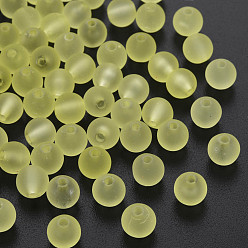 Желтый Прозрачные акриловые бусины, прорезиненный стиль, матовые, круглые, желтые, 8x7 мм, отверстие : 1.8 мм, Около 1745 шт / 500 г