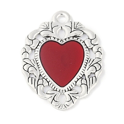 Красный Стойки обшивки сплава эмали подвески, без кадмия, без никеля и без свинца, шарма сердца, античное серебро, красные, 30x22.5x2 мм, отверстие : 2 мм