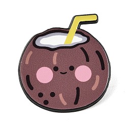 Drink Летняя брошь-булавка из цинкового сплава с запекаемой краской для рюкзака и одежды, розово-коричневый, кокосовый напиток, 30x28.5 мм