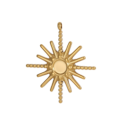 Настоящее золото 14K Солнце 304 подвески из нержавеющей стали с кабошонами, ионное покрытие (ip), реальный 14 k позолоченный, 24x21 мм, Размер лотка: 4 мм