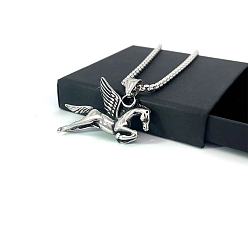 Нержавеющая Сталь Цвет Винтажное ожерелье с изображением Пегаса, знака зодиака, из нержавеющей стали, модные украшения для мужчин и женщин.