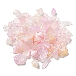 Rose Brumeux Perles acryliques de gelée d'imitation , formes mixtes, rose brumeuse, 7.5~27x7.5~29.5x2.5~7.5mm, Trou: 1.5~2mm