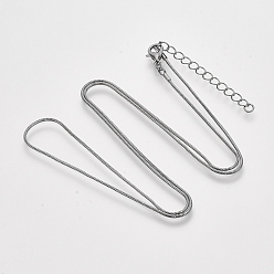 Черный Цвет Металла Латунь круглый змея цепи ожерелье решений, с карабин-лобстерами , металлический черный , 24.4 дюйм (62.2 см), 1.2 мм