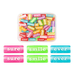 (52) Непрозрачная лаванда 100 шт прозрачные акриловые бусины, окрашеные, прямоугольник со словами, разноцветные, 7.5x15x4.5 мм, отверстие : 3 мм, 100 шт / коробка