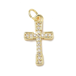 Настоящее золото 18K Латунные микро проложить кубического циркония подвески, крестик, стойки покрытие, без свинца и без кадмия, долговечный, с целью перехода в кольце, реальный 18 k позолоченный, 20x11x2.5 мм, отверстие : 3.6 мм