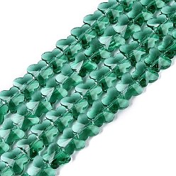 Medium Aquamarine Transparent Glass Beads Strands, Butterfly, Faceted, Medium Aquamarine, 6x8x4~4.5mm, Hole: 0.9~1mm, about 97~102pcs/strand, 22.64~24.61 inch(57.5~62.5cm)