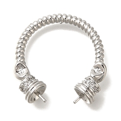 Платина Латунный микро-паве кубический цирконий, за половину пробурено бисера, без кадмия, без никеля и без свинца, платина, 23.5x22.5x6 мм, штифты : 0.7 мм