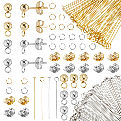 Golden & Stainless Steel Color DIY Jewelry Kit, Inclduing  Stud Earring Finding, Jump Ring, Eye Pins, Golden & Stainless Steel Color, 15x7x4mm, Hole: 1.8mm