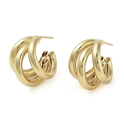 Golden Brass Studs Earrings, Long-Lasting Plated, Lead Free & Cadmium Free, Golden, 24.5x20mm