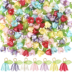 (52) Непрозрачная лаванда 120шт. акриловые бусины с пластиковыми бусинами, имитирующими жемчуг, подвески, цветок, с латунными штифтами, разноцветные, 14.5x16x11 мм, отверстие : 3 мм