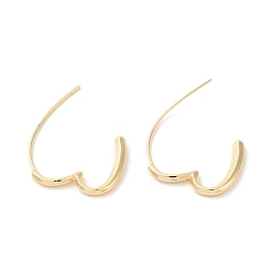 Real 14K Gold Plated Brass Studs Earrings, Heart, Real 14K Gold Plated, 24.5x2mm