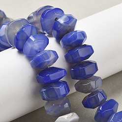 Королевский синий Природный агат бисер нитей, окрашенная и подогревом, граненые, рондель, королевский синий, 15~17x15~17x9~11 мм, отверстие : 1.2 мм, около 19~21 шт / нитка, 6.89''~7.48'' (17.5~19 см)