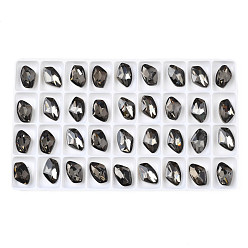 Noir 48 cabochons de strass en verre, accessoires nail art de décoration, facette, noir, 14x9x5mm