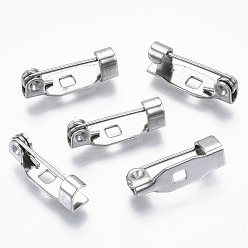 Stainless Steel Color 304 Stainless Steel Pin Brooch Back Bar Findings, Stainless Steel Color, 14x4x4.5mm, Hole: 1.5x1.5mm, Pin: 0.6mm
