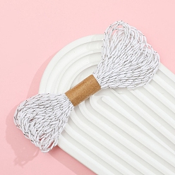 Белый Двухцветные хлопковые нити с эффектом металлик, макраме шнур, декоративные нитки, для поделок ремесел, упаковка подарков и изготовление ювелирных изделий, белые, 1.5 мм, около 10.94 ярдов (10 м) / моток