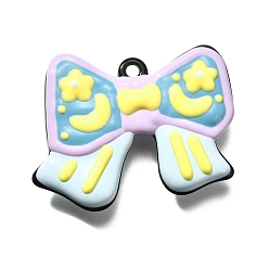 Желтый Акриловые подвески, бантом, с эмалью и петлей, желтые, 36~36.5x43.5~44.5x8.5~9.5 мм, отверстие : 2.5 мм