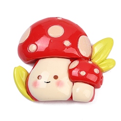 Красный Непрозрачные кабошоны из смолы, гриб, красные, 46.5x54.5x13.5 мм