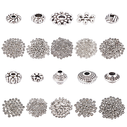 Argent Antique Alliage de perles d'entretoise de style tibétain, formes mixtes, argent antique, 850 pcs / boîte
