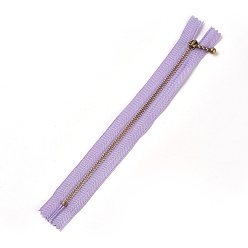 Lilac Garment Accessories, Nylon Closed-end Zipper, with Metal Zipper Puller, Zip-fastener Component, Antique Bronze, Lilac, 23.7~24.1x2.8x0.2cm