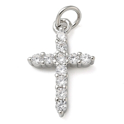 Платина Стойка металлическая латунная микропрофилированная кубическая циркония подвески, долговечный, без свинца и без кадмия, крест прелести, с целью перехода в кольце, платина, 18.5x12x3 мм, отверстие : 3 мм