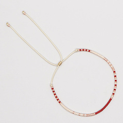 (123L) Белый крем непрозрачный блеск Регулируемые пластиковые браслеты с бусинами-слайдерами, украшения из полиэстеровой нити для женщин, колонка, огнеупорный кирпич, 11.02 дюйм (28 см)