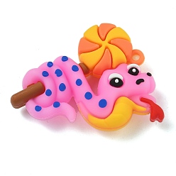 Бледно-Розовый ПВХ подвески, змея, для брелка, розовый жемчуг, 54x40x16.5 мм, отверстие : 3 мм