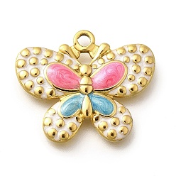 Разноцветный 304 нержавеющей стальной эмали подвески, очарование бабочки, реальный 18 k позолоченный, красочный, 20x24x2.5 мм, отверстие : 2 мм