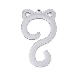 Нержавеющая Сталь Цвет 304 подвески из нержавеющей стали, кошачье очарование, цвет нержавеющей стали, 38.5x22.5x1.3 мм, отверстие : 1.4 мм