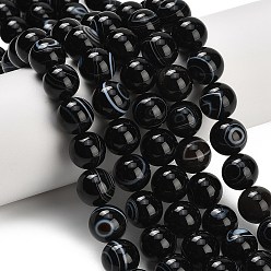 (946F)Морозный цвет внутри  Жонкиль / Непрозрачная зеленая подкладка Натуральный черный агат бисер нитей, глазные агатовые бусины, гладкий круглый, окрашенная и подогревом, 12 мм, отверстие : 0.9 мм, около 34 шт / нитка, 15.75'' (40 см)