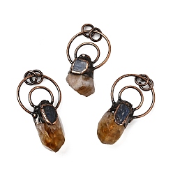 Желтый Кварц Большие подвески из натурального кианита и желтого кварца, с кольца прыжок из латуни, без кадмия и без свинца, Красная медь, 44~51x27.5x15~17.5 мм, отверстие : 6 мм