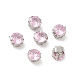 Pink Круглые зубцы из нержавеющей стали, с огранкой из кубического циркония, розовые, 4x3 мм, отверстие : 1 мм, о 300 шт / комплект