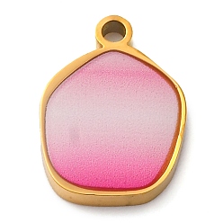 Золотой 304 из нержавеющей стали шармы эмали, полигон очарование, ионное покрытие (ip), золотые, 14.5x10.5x2 мм, отверстие : 1.6 мм