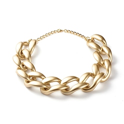 Gold CCB Plastic Curb Chain Necklace, Chunky Link Chain Necklace for Women, Gold, 19.69 inch(50cm)