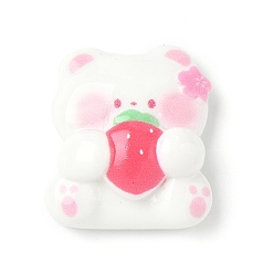 Медведь Кабошоны из непрозрачной смолы с изображением медведя-клубники, медведь, 24.5x21x9 мм