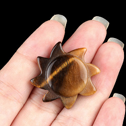 Тигровый глаз Натуральные резные фигурки из тигрового глаза, для украшения рабочего стола домашнего офиса, солнце, 28 мм