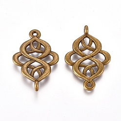 Античная Бронза Звенья / разъемы из сплава в тибетском стиле, компоненты для люстры, без кадмия, без никеля и без свинца, ромб, античная бронза, 28x18x2 мм, отверстие : 1.5 мм, 595 шт / кг