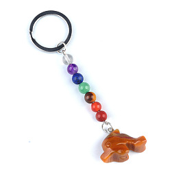 Нефрит Нефритовый брелок, с кварцевым резонатором, аметист, ляпис, авантюрин, красный агат, красная яшма, дельфин, 10 см