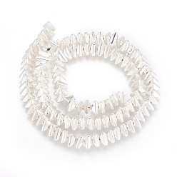 Silver Plated Electroplated Non-magnetic Synthetic Hematite Beads Strands, Long-Lasting Plated, Triangle, Silver Plated, 6~7x6~7x3.5mm, Hole: 0.8mm, about 114pcs/strand, 15.74 inch(40cm)