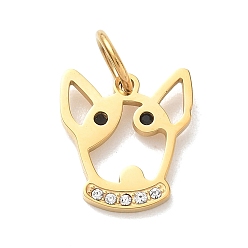 Собака Осень 304 подвески из нержавеющей стали, со стразами смешанного цвета, Подвески из серии "Маленькие животные", золотые, собака, 15.5x13.5x2 мм, отверстие : 5 мм