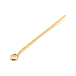 Real 18K Gold Plated Brass Eye Pins, Real 18K Gold Plated, 32x3x0.7mm, Hole: 1.5mm