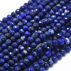 Lapislazuli Natürlicher Lapislazuli Perlenstränge, facettiert, Runde, 6~6.5 mm, Bohrung: 1 mm, ca. 63 Stk. / Strang, 15.35 Zoll (39 cm)